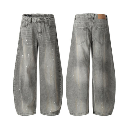Seakoff Paint-Splatter Barrel-Leg Jeans
