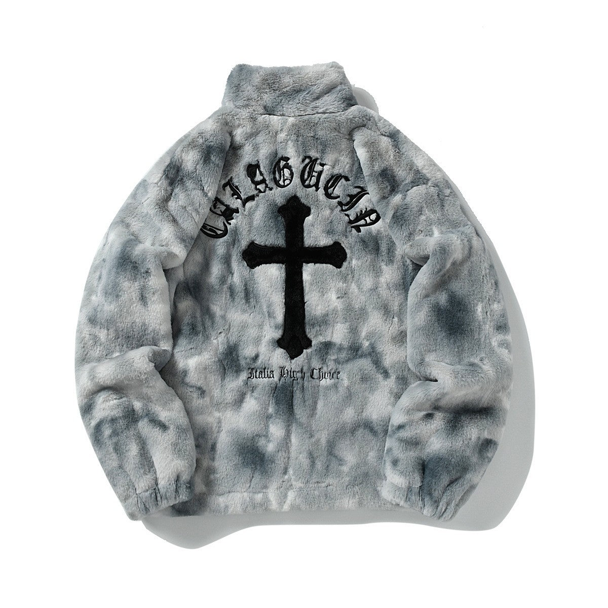 Heavy-Duty Faux Lambswool Tie-Dye Urban Jacket