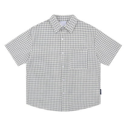 Josiah Cotton Short Sleeve Shirt - Navy Check