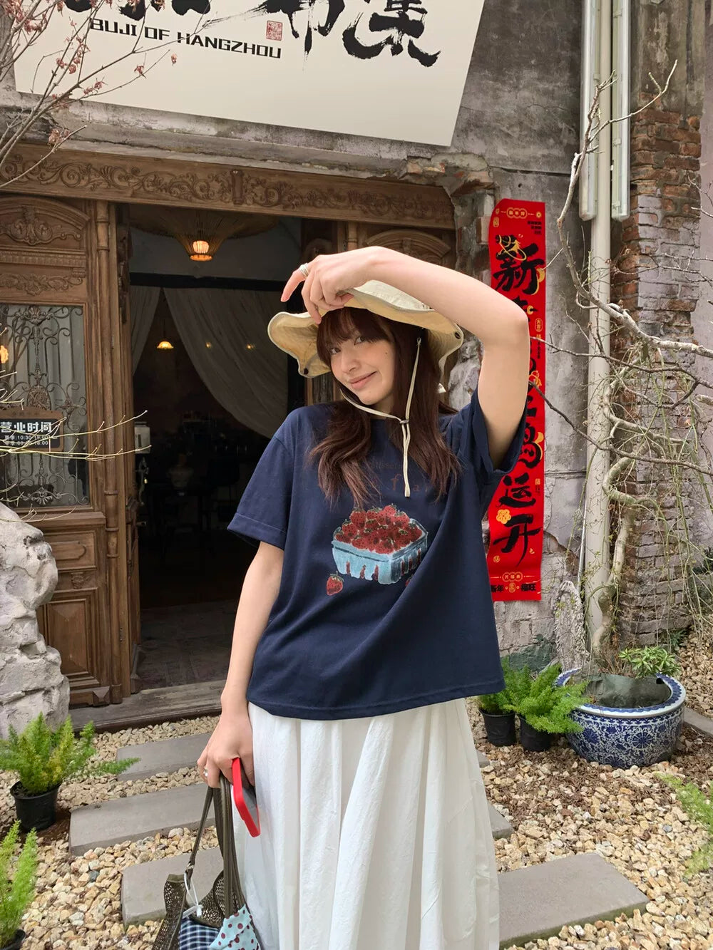 French Strawberry Graphic T-Shirt – Cute Aesthetic Summer Oversized Tee for Women - Seldom Seen Styles