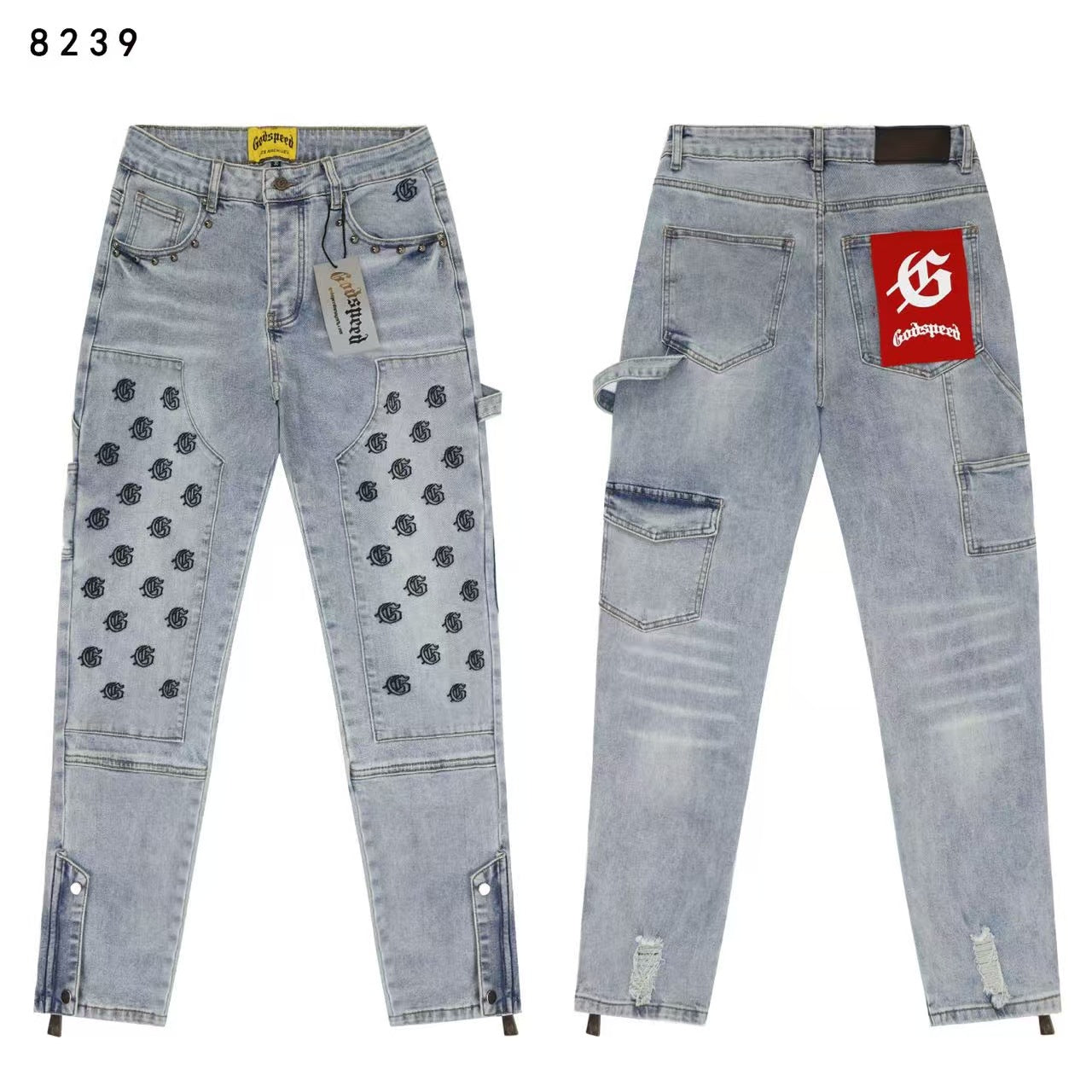 Godspeed Jeans #8211 (Distressed Retro Back Embroidery Denim)