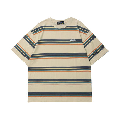 Women's Striped Print Short Sleeve T-Shirt Oversized Loose Casual Couple Crew Neck Streetwear Summer Tee | Stripe Ease
