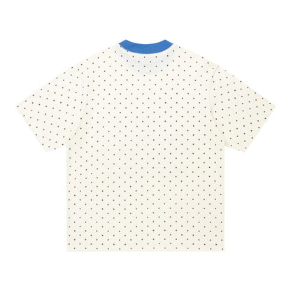 Crew Neck Short Sleeve Polka Dot Cartoon Graphic Print T-Shirt Loose Oversized Japanese Style Casual Couple Summer Top | Dot Munch