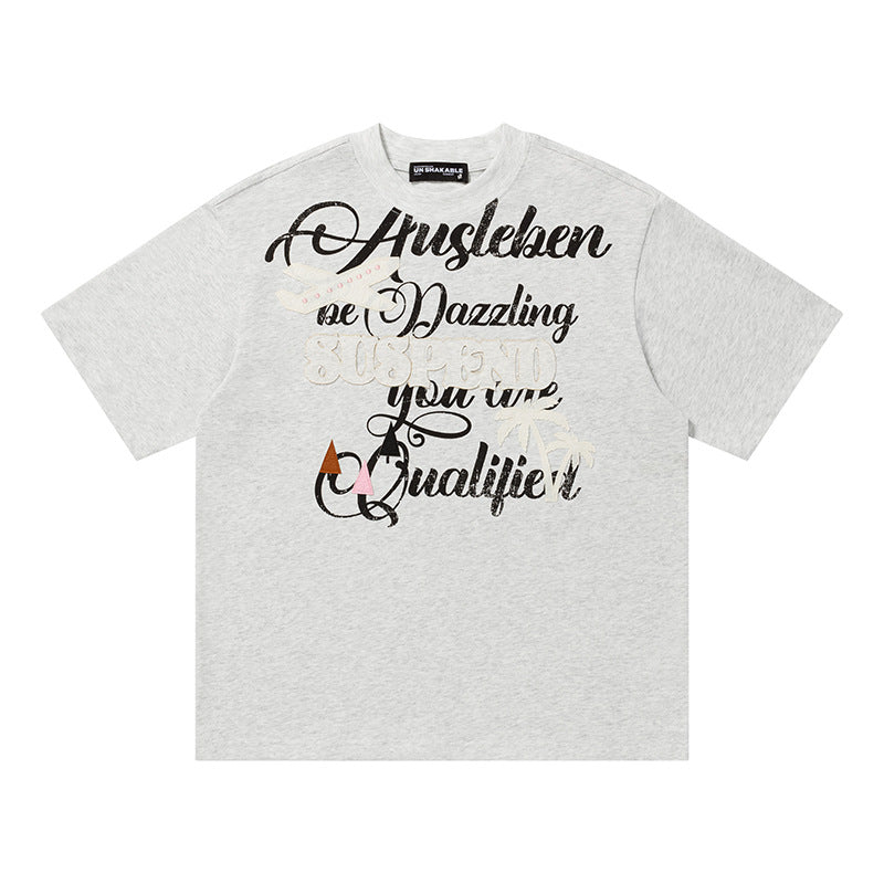 Dazzling Script Graphic Oversized T-Shirt Short Sleeve Crew Neck Casual Summer Streetwear Tee | Dazzling Script Tee