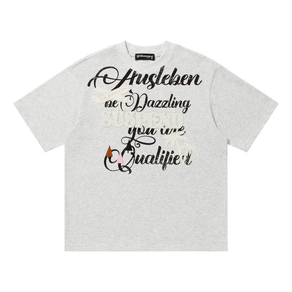 Dazzling Script Graphic Oversized T-Shirt Short Sleeve Crew Neck Casual Summer Streetwear Tee | Dazzling Script Tee