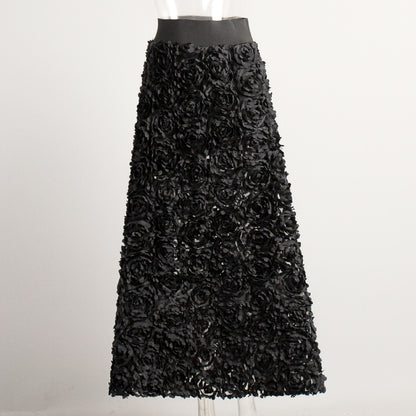 Abendkleid Rock Damen Herbst und Winter neue Blütenblatt-Design lange Dinnerparty Prominentenrock