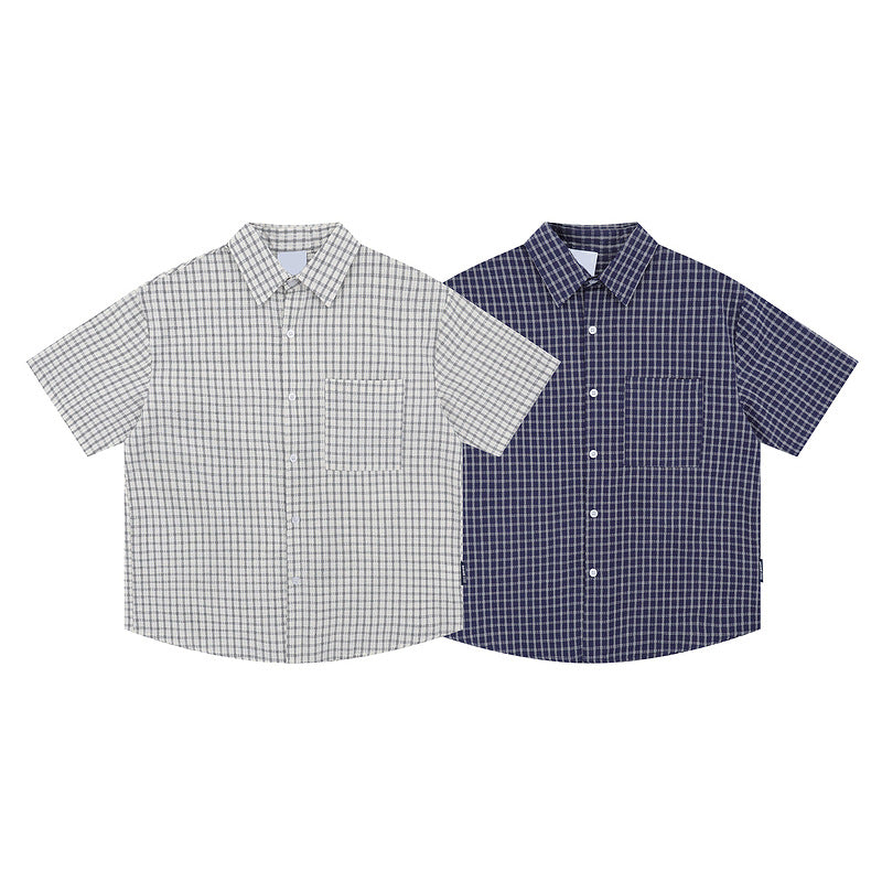 Josiah Cotton Short Sleeve Shirt - Navy Check