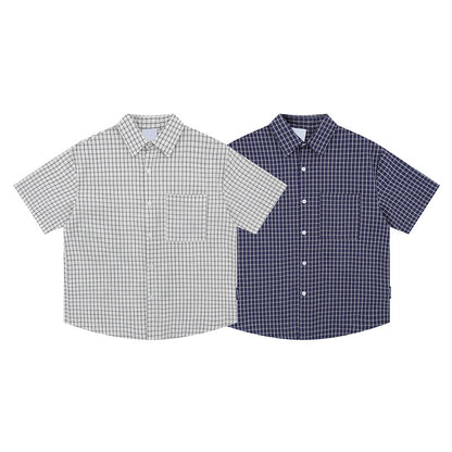 Josiah Cotton Short Sleeve Shirt - Navy Check