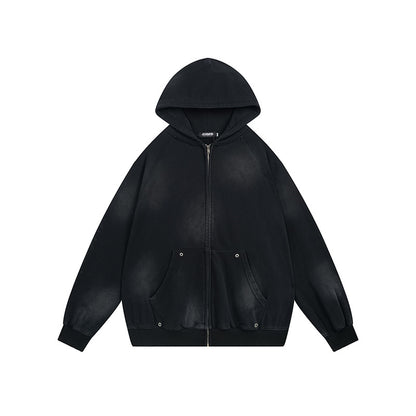 Oversize Patch Graffiti Zipper Hoodie