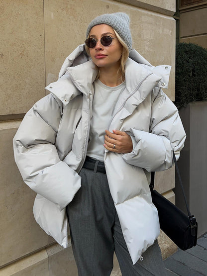 Women's 2025 Autumn Winter Europe America Loose Cotton Puffer Jacket Oversized Casual Unisex Coat 8 Colors | Color Pop Puffer