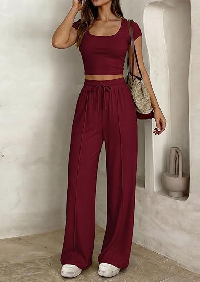 Women's Short Sleeve Slim Two Piece Set Casual Trousers Commuter Suit Summer Vacation Outfit - Seldom Seen Styles