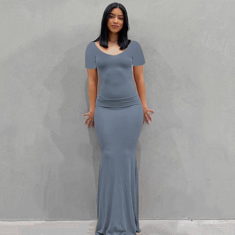 Women's Bodycon Maxi Dress Spaghetti Strap Slim Fit Lounge Dress Casual Sleeveless Dress