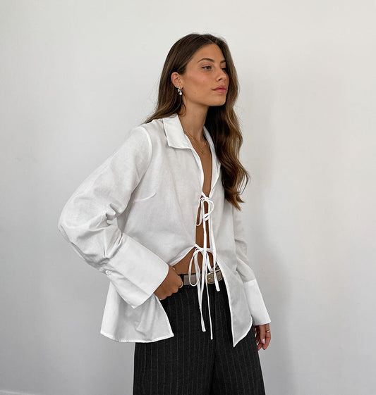 Siren Tie-Up Top - White - Seldom Seen Styles