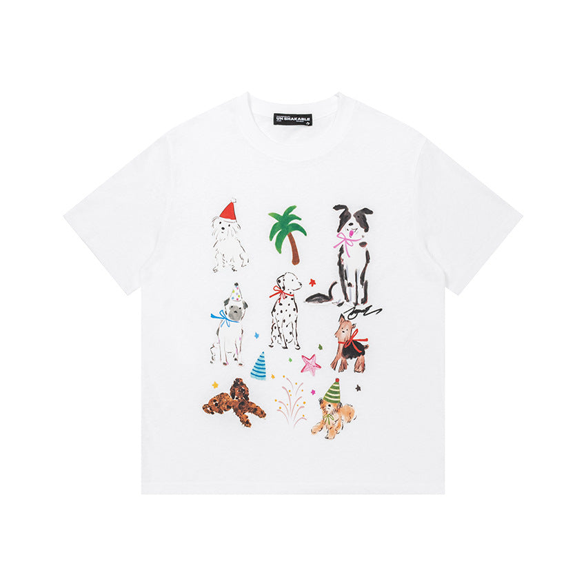 Cute Doodle Graphic Oversized T-Shirt Short Sleeve Crew Neck Loose Casual Summer Streetwear Tee | Doodle Tee