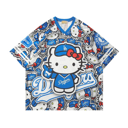 Cartoon Series Sports Jersey Short Sleeve T-Shirt Loose Fit Niche Couple Casual Streetwear Versatile Tee | Toon Jersey Tee