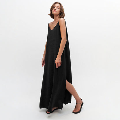 Suspender nightgown, long skirt, one-piece pajamas, comfortable and loose, can be worn outside women's loungewear