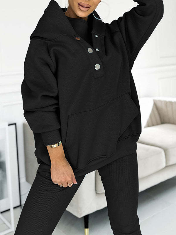 Women's Three Piece Lounge Set Hooded Sweatshirt Tank Top and Leggings Matching Tracksuit Casual Athleisure Outfit