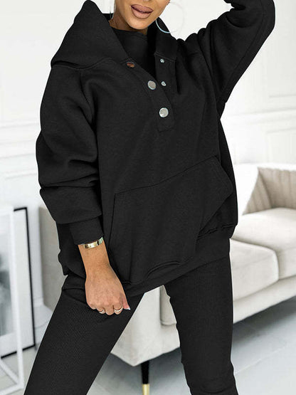 Women's Three Piece Lounge Set Hooded Sweatshirt Tank Top and Leggings Matching Tracksuit Casual Athleisure Outfit