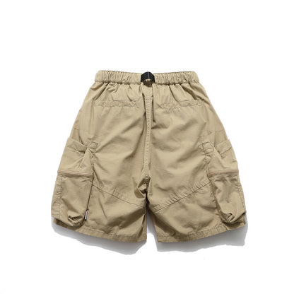 Loose Fit Cargo Shorts Elastic Waist Multi Pocket Drawstring Casual Summer Streetwear Unisex Wide Leg Shorts | Kaji Cargo