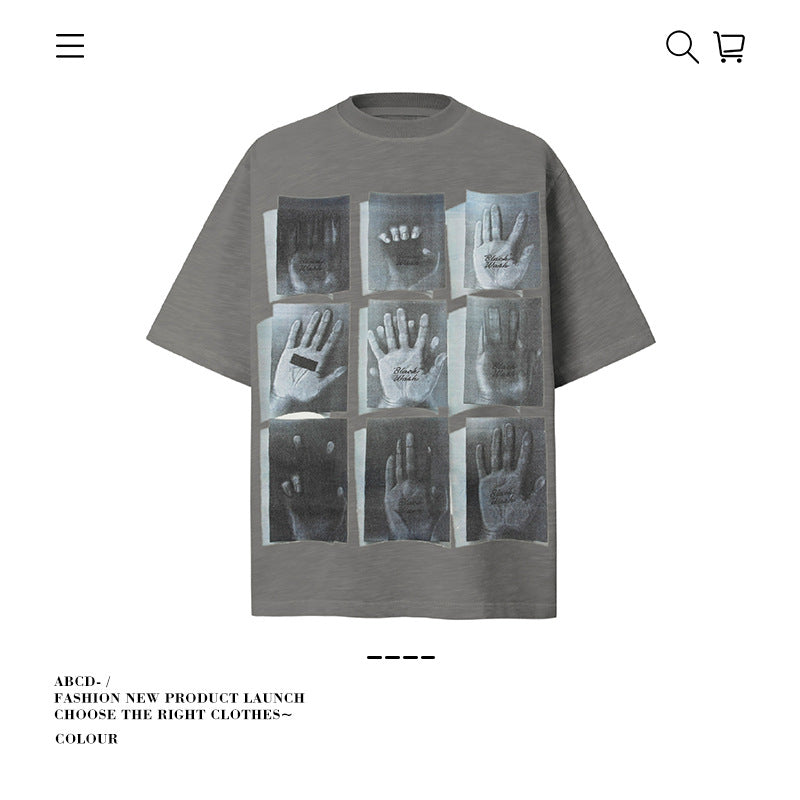 VANCARHELL 16-Grid Cartoon Avatars Graphic Tee