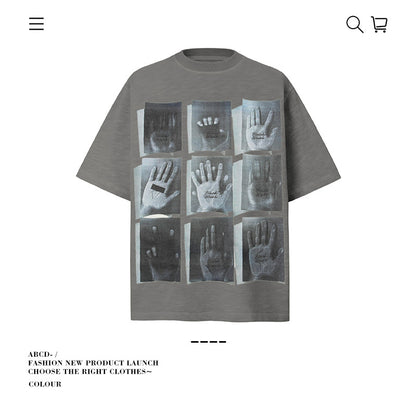VANCARHELL 16-Grid Cartoon Avatars Graphic Tee