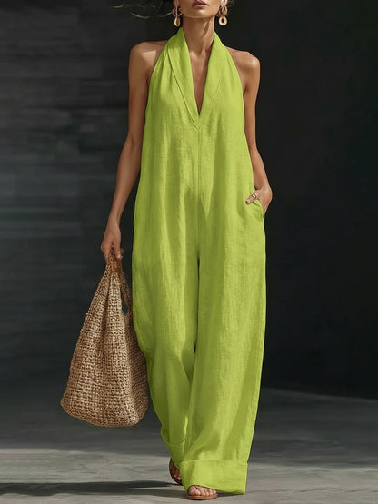 Women's Sleeveless Jumpsuit Elegant Simple Summer Casual Wide Leg Romper Vacation Outfit