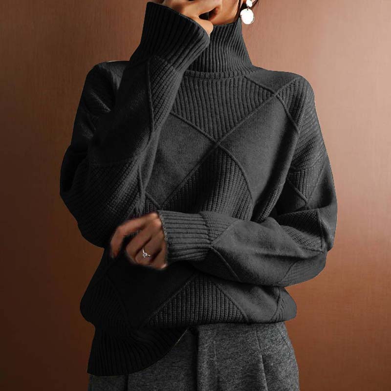 Erica | Textured Turtleneck Knit Sweater - Seldom Seen Styles