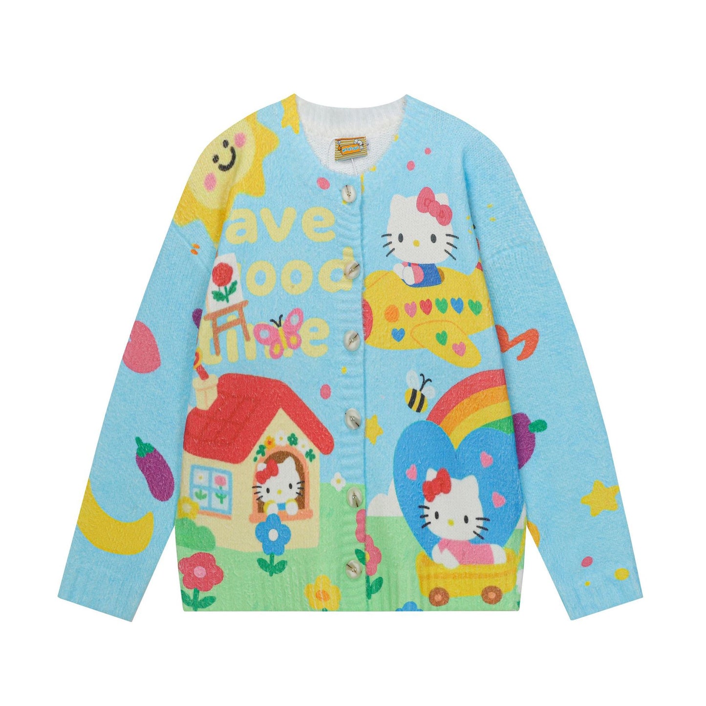 Full-Print Cartoon Cardigan Sweater Unisex Loose Fit Cute Kawaii Knit Open-Front Autumn Casual Couple Sweater | Toon Cardi