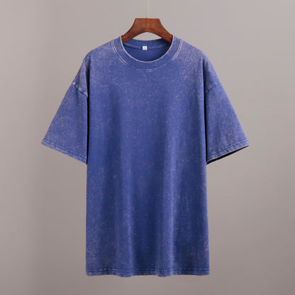 Washed and old short-sleeved T-shirt summer relaxation casual round neck washed polished short-sleeved T-shirt