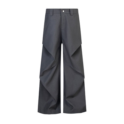 DARKAGE Deconstructed 3D Pleated Wide-Leg Trousers