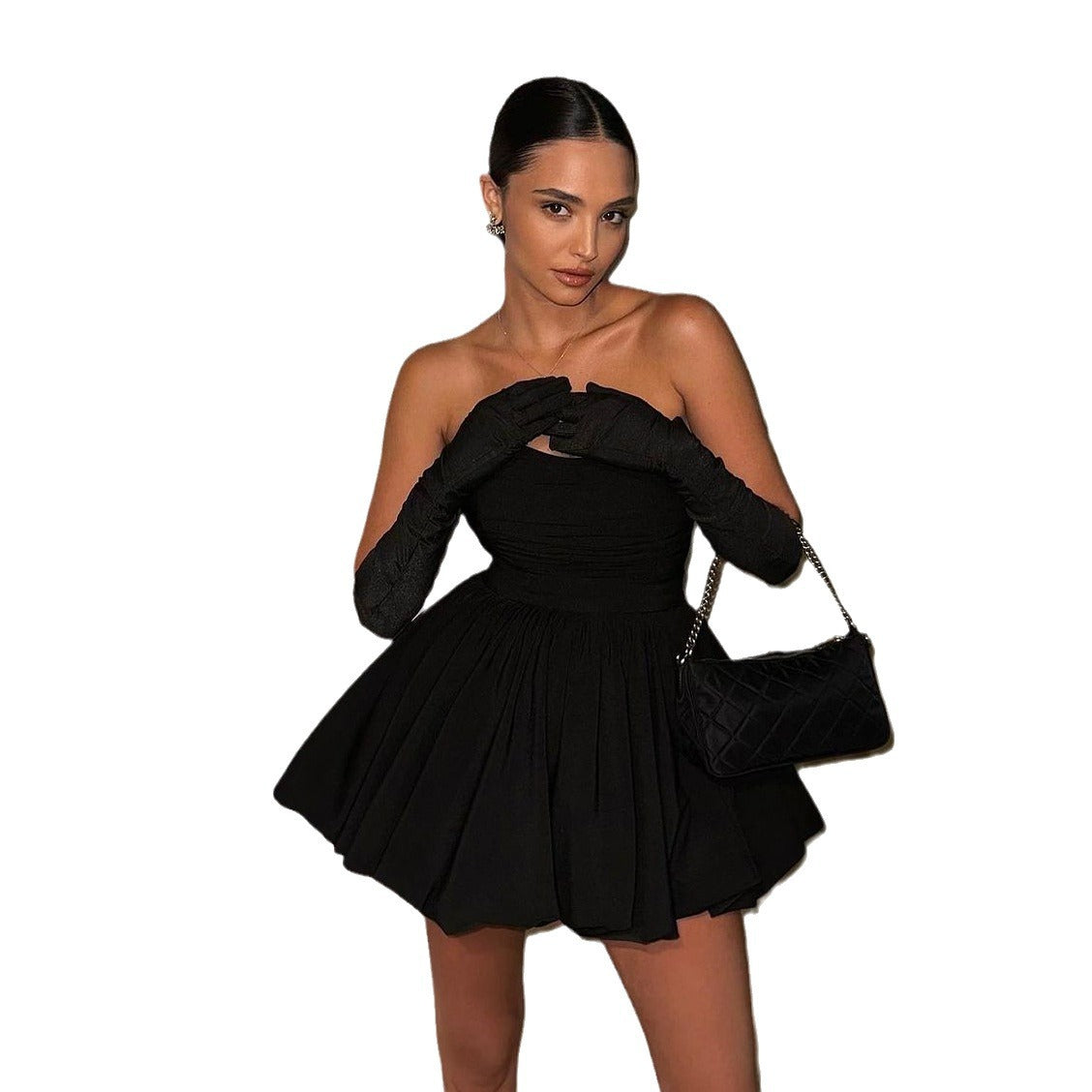 Dress Tube Hepburn Style Pleated Black Tops - Seldom Seen Styles