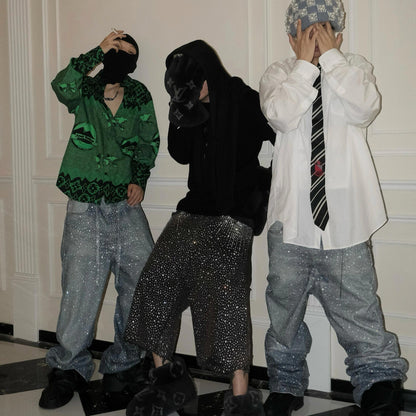 VYBES Rhinestone Baggy Pants