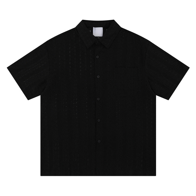 Vintage Embroidered Hollow Out Cuban Shirt