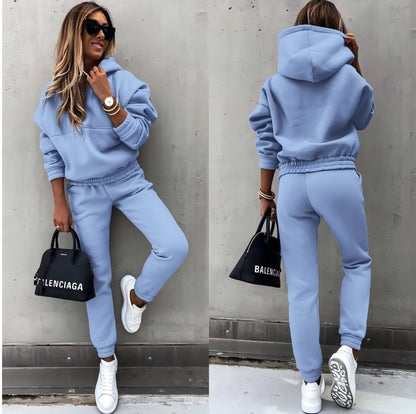 Women's Fleece Hoodie and Jogger Set Oversized Tracksuit Two Piece Lounge Set Casual Sweat Suit