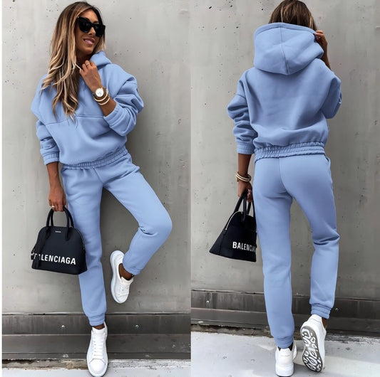 Women's Fleece Hoodie and Jogger Set Oversized Tracksuit Two Piece Lounge Set Casual Sweat Suit