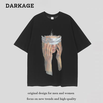 DARKAGE Oil Painting Blindfolded Figure Heavyweight Tee