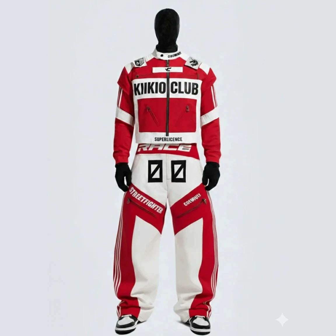 KIIKIO Racing Style Oversized Streetwear Jacket with Graphic Prints