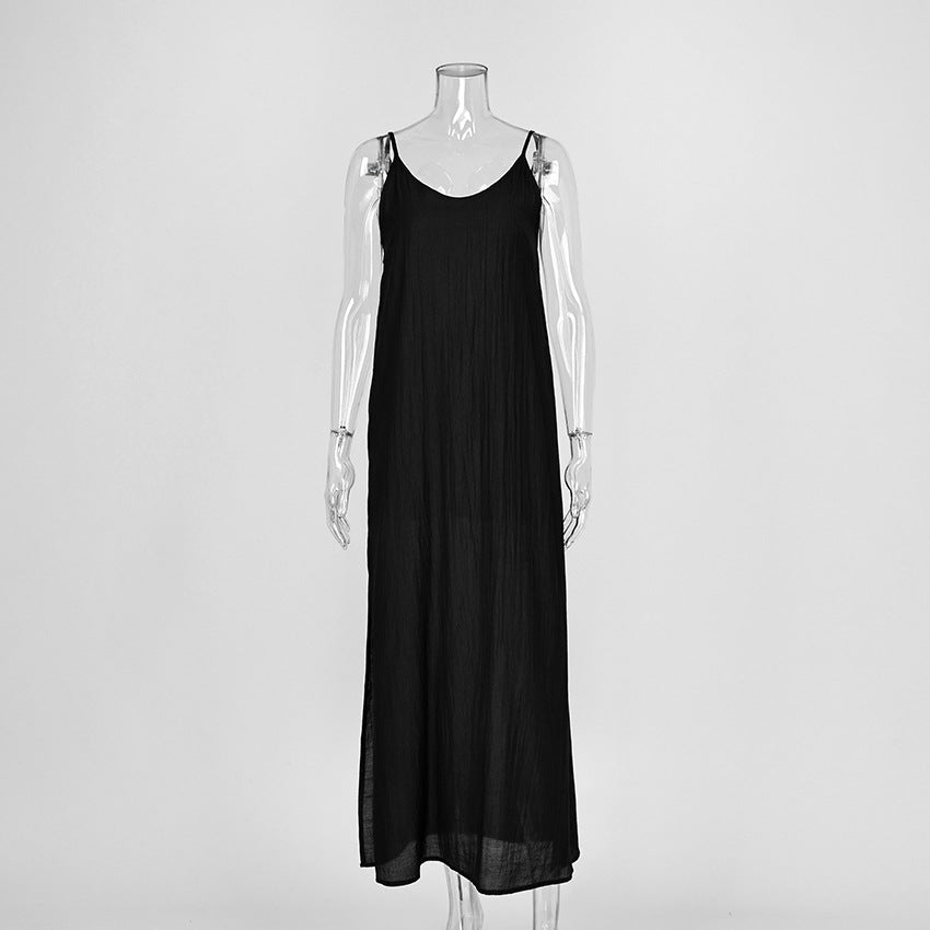 Suspender nightgown, long skirt, one-piece pajamas, comfortable and loose, can be worn outside women's loungewear - Seldom Seen Styles