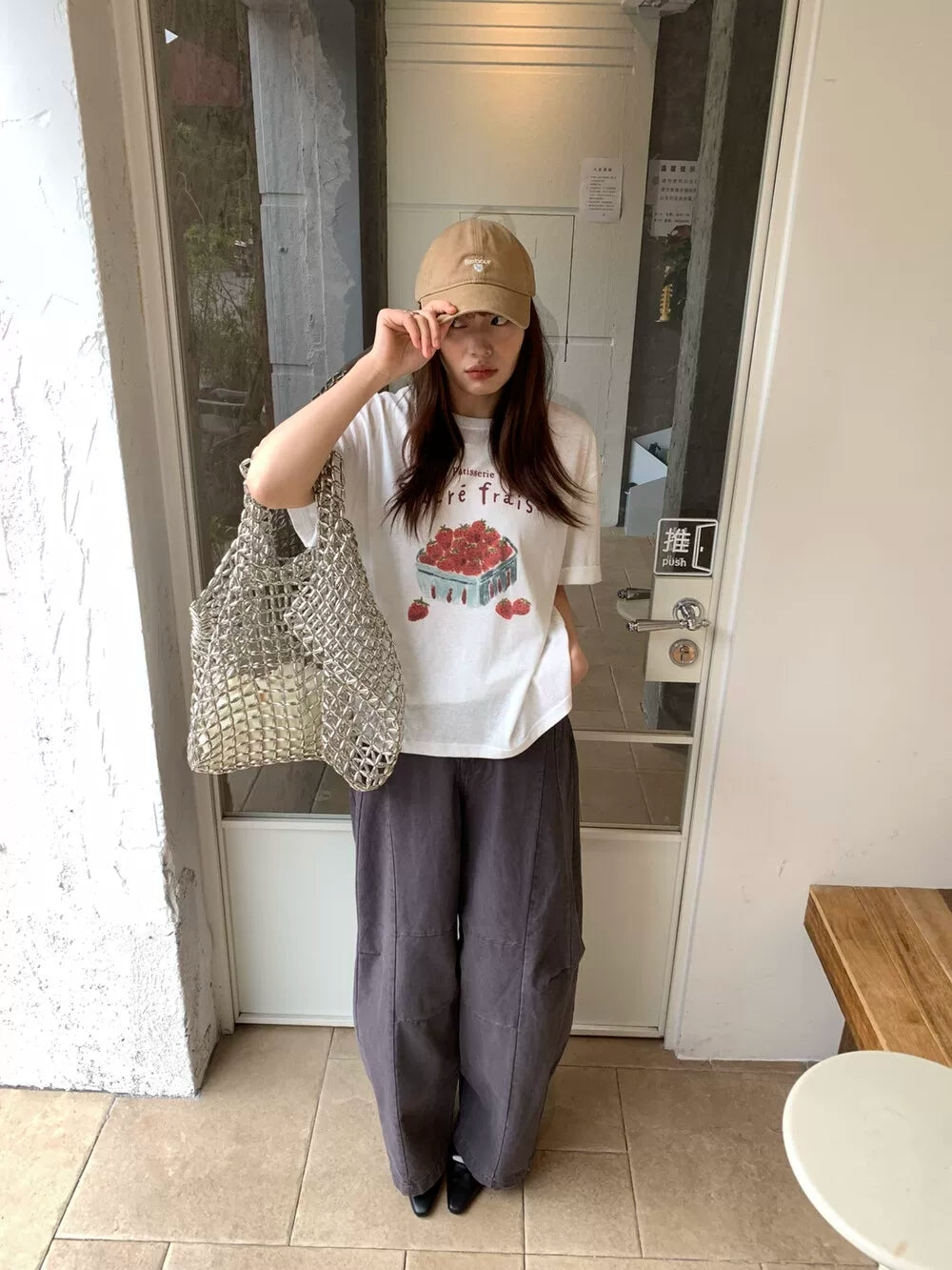 French Strawberry Graphic T-Shirt – Cute Aesthetic Summer Oversized Tee for Women - Seldom Seen Styles