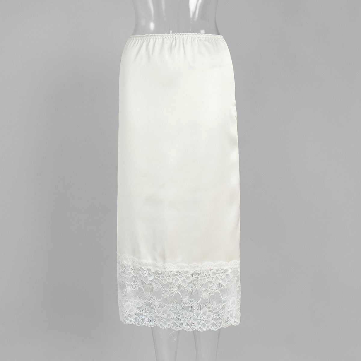 Lace splicing skirt women's summer new solid color satin lace skirt - Seldom Seen Styles