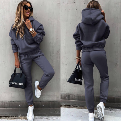 Women's Fleece Hoodie and Jogger Set Oversized Tracksuit Two Piece Lounge Set Casual Sweat Suit