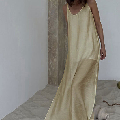 Suspender nightgown, long skirt, one-piece pajamas, comfortable and loose, can be worn outside women's loungewear