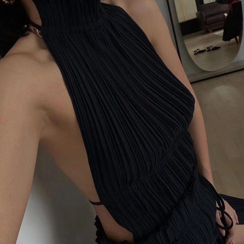 Sexy sweet and spicy spring new halter lace-up turtleneck sleeveless design vest small suspender top women - Seldom Seen Styles