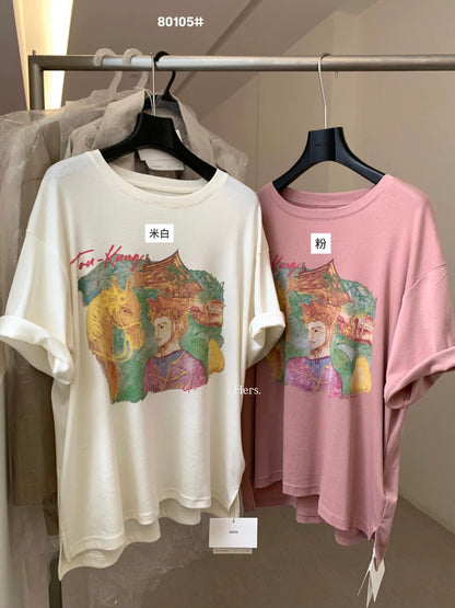 Vintage Art Graphic T-Shirt – Abstract Illustration Loose Fit Casual Oversized Tee