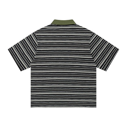Dreamerss Stripe Polo Shirt Short Sleeve Oversized Casual Summer Streetwear Top | Dreamerss Polo