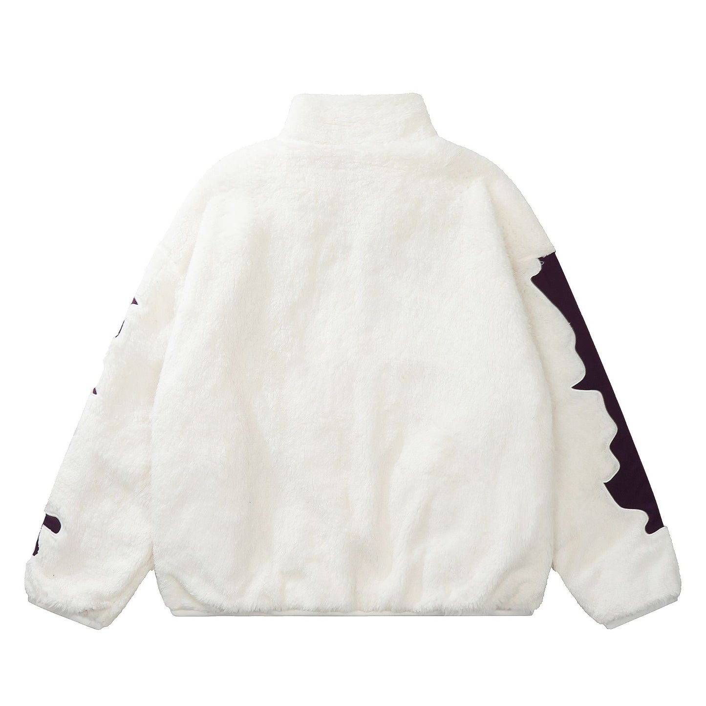 Lamb Wool Splicing Towel Embroidered Cotton-Padded Coat Unisex Loose Fit Winter Warm American Youth Couple Jacket | Wool Stitch