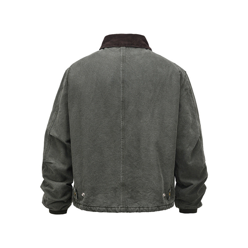 Women's American Retro Washed Vintage Lapel Cotton Puffer Jacket Workwear Warm Couple Winter Casual | Washed Lapel Puffer