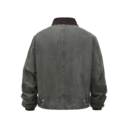 Women's American Retro Washed Vintage Lapel Cotton Puffer Jacket Workwear Warm Couple Winter Casual | Washed Lapel Puffer