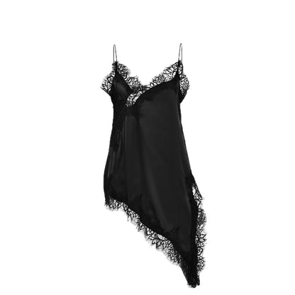 Spring and summer new simulation silk lace split inside dress design temperament satin satin suspender skirt