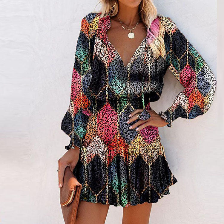 Bold Floral Mini Dress with Tiered Skirt - Seldom Seen Styles